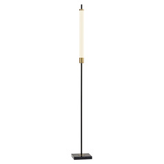 Adesso Home Piper Black and Antique Brass LED Floor Lamp with Cylindrical Shade