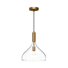 Alora Lighting Belleview Aged Gold Pendant Light with Bowl / Dome Shade