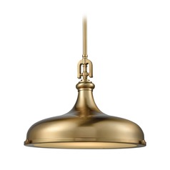 Elk Lighting Rutherford Satin Brass Pendant Light with Bowl / Dome Shade