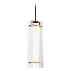 Midnight Gold Sand Coal and Honey Gold LED Pendant with Cylindrical Shade by George Kovacs