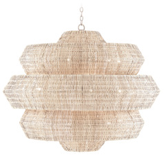 Currey and Company Antibes Bleached Natural Rattan & Snow White Pendant Light