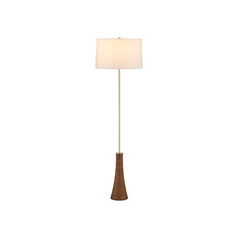 Lathe Floor Lamp in Brushed Brass & Wood by Currey & Company Lighting