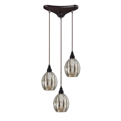 Multi-Light Pendant Light with Mercury Glass and 3-Lights