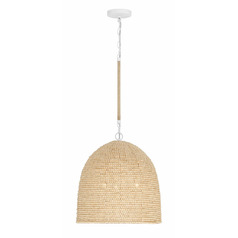Jasper 16-Inch Beaded Pendant in Matte White by Crystorama Lighting