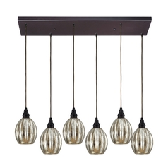 Multi-Light Pendant Light with Mercury Glass and 6-Lights