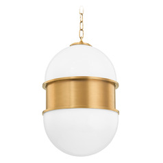 Corbett Lighting Broomley Vintage Brass Pendant Light with Bowl / Dome Shade