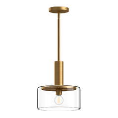 Alora Lighting Royale Aged Gold Mini-Pendant Light with Drum Shade