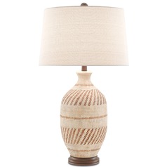 Currey and Company Faiyum Tan / Brown / Hand Rubbed Bronze Table Lamp with Drum Shade