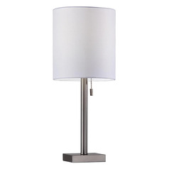 Adesso Home Liam Brushed Steel Table Lamp with Cylindrical Shade