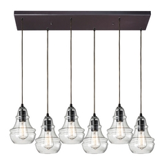 Multi-Light Pendant Light with Clear Glass and 6-Lights