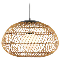 Currey and Company Carriage Natural All-Weather Wicker & Black Outdoor Hanging Light