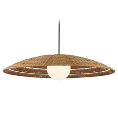 Currey and Company Barbary Natural All-Weather Wicker & Black Outdoor Hanging Light