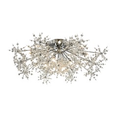 Mid-Century Modern Crystal Semi-Flushmount Cluster Light Chrome Snowburst by Elk Lighting