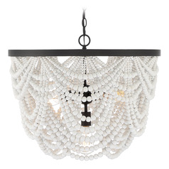 24-Inch Beaded Chandelier in Grecian White & Bronze by Meridian