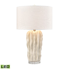Elk Lighting Genesee White Glazed & Clear LED Table Lamp with Drum Shade