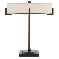 Currey and Company Jacobi Antique Brass / Black Table Lamp with Drum Shade