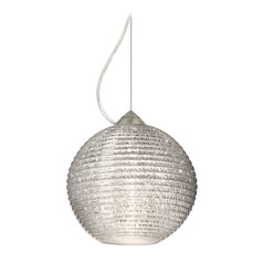 Besa Lighting Kristall Ribbed Glass Satin Nickel LED Pendant Light