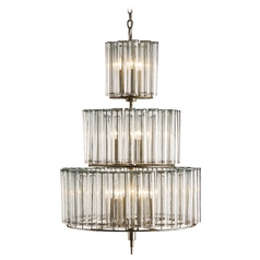 Currey and Company Lighting Silver Leaf Pendant Light with Drum Shade