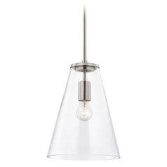 Design Classics Matta Satin Nickel Pendant Light with Conical Shade