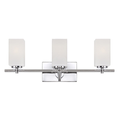 Modern Bathroom Light with White Glass in Chrome Finish