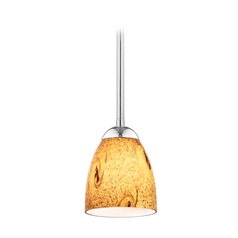 Modern Mini-Pendant Light with Brown Art Glass
