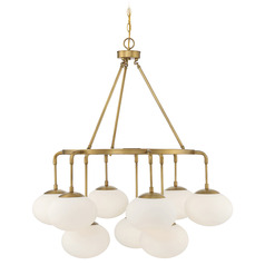 34-Inch Round Chandelier in Natural Brass by Meridian