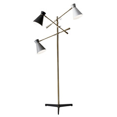 Adesso Home Lyle Antique Brass Swing Arm Lamp with Conical Shade