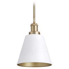 Studio White & Aged Brass Mini Pendant by Quorum Lighting
