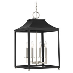 11-Inch Wide Lantern in Matte Black & Polished Nickel by Meridian