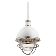 Tollis Large Brushed Nickel / Gloss White 1-Light Pendant by Kichler Lighting