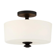 Travis 12.5-Inch Semi-Flush in Black Forged by Crystorama Lighting