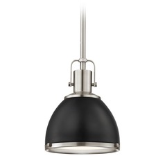 Nautical Mini-Pendant Black and Satin Nickel 7.38-Inch Wide