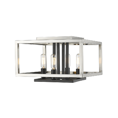Quadra Brushed Nickel & Black Flush Mount by Z-Lite