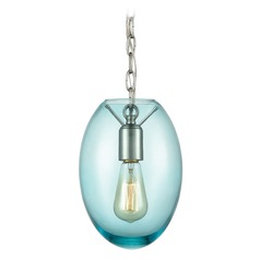 Elk Lighting Ellipsa Satin Nickel Mini-Pendant Light with Oval Shade