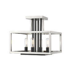 Quadra Brushed Nickel & Black Semi-Flush Mount by Z-Lite