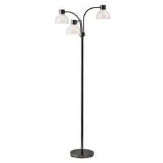 Adesso Home Presley Black Nickel Floor Lamp with Bowl / Dome Shade