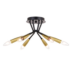 Vaxcel Lighting Ellis Matte Black & Satin Brass Semi-Flushmount Light