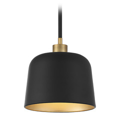 9-Inch Mini Pendant in Matte Black & Brass by Meridian