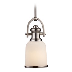 Elk Lighting Brooksdale Satin Nickel LED Mini-Pendant Light with Bowl / Dome Shade
