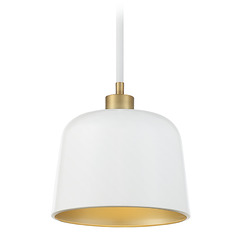 9-Inch Mini Pendant in White & Natural Brass by Meridian