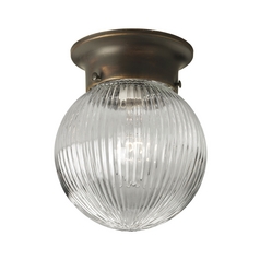 Ribbed Globe Flush Mount in Antique Bronze by Progress Lighting