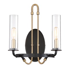 Kearney Wall Sconce in Vintage Black & Warm Brass by Savoy House