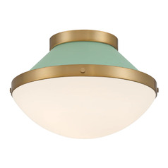 Xander 1-Light Flush Mount in Gold & Green by Crystorama Lighting