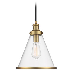 11-Inch Wide Pendant in Natural Brass by Meridian
