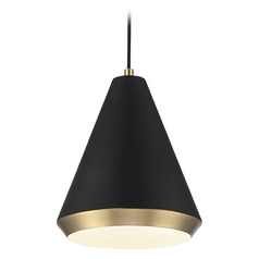10-Inch Mini Pendant in Black & Natural Brass by Meridian 