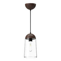 Alora Lighting Emil Matte Black & Walnut Mini-Pendant Light with Cylindrical Shade