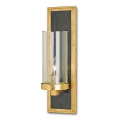 Currey and Company Lighting Gold Leaf / Black Penshell Crackle Sconce