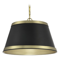 18-Inch Metal Pendant in Matte Black & Natural Brass by Meridian