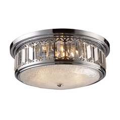 Modern Flushmount Light with White Glass in Polished Chrome Finish
