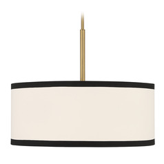 24-Inch Fabric Drum Pendant in Natural Brass by Meridian